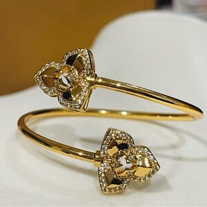 Gold Floral Open Cuff Bracelet - Women Jewelry